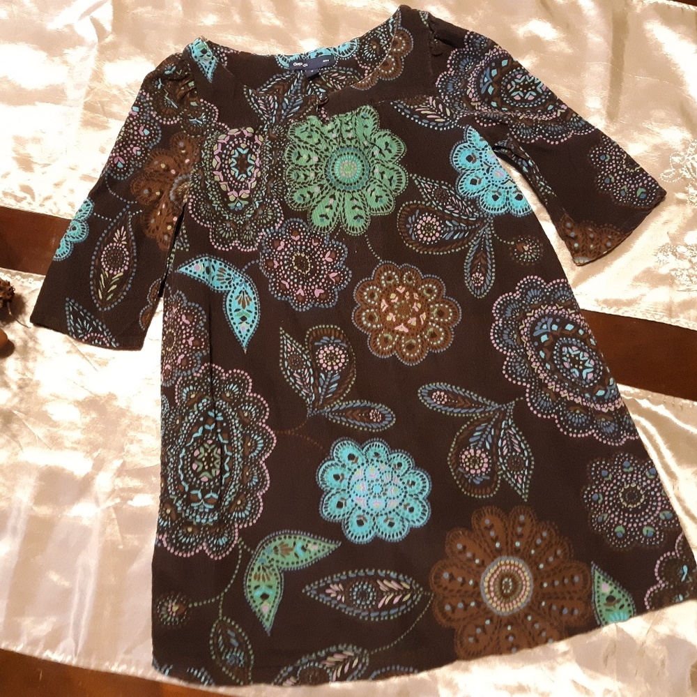Girls Size 5 Gap Corduroy Dress With Floral Print